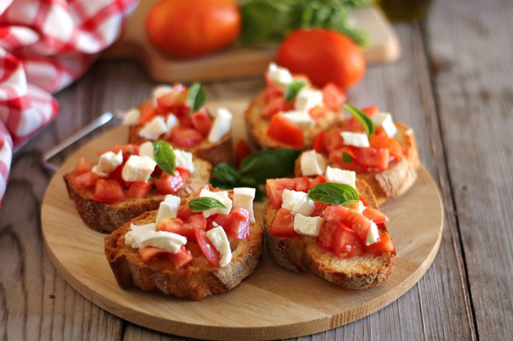 Bruschette with Roasted Cherry Tomato and Burrata - Mediterranean Foods ...